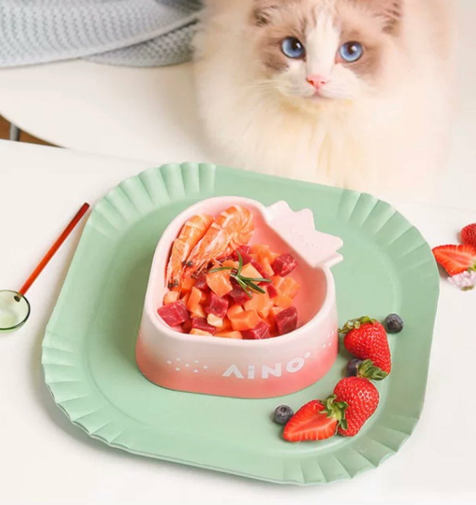 Houseware |  Cute Strawberry Bowl For Cat Houseware Brown plate