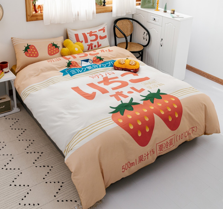 Houseware |  Cute Strawberry Milk Bedding Set Houseware Houseware