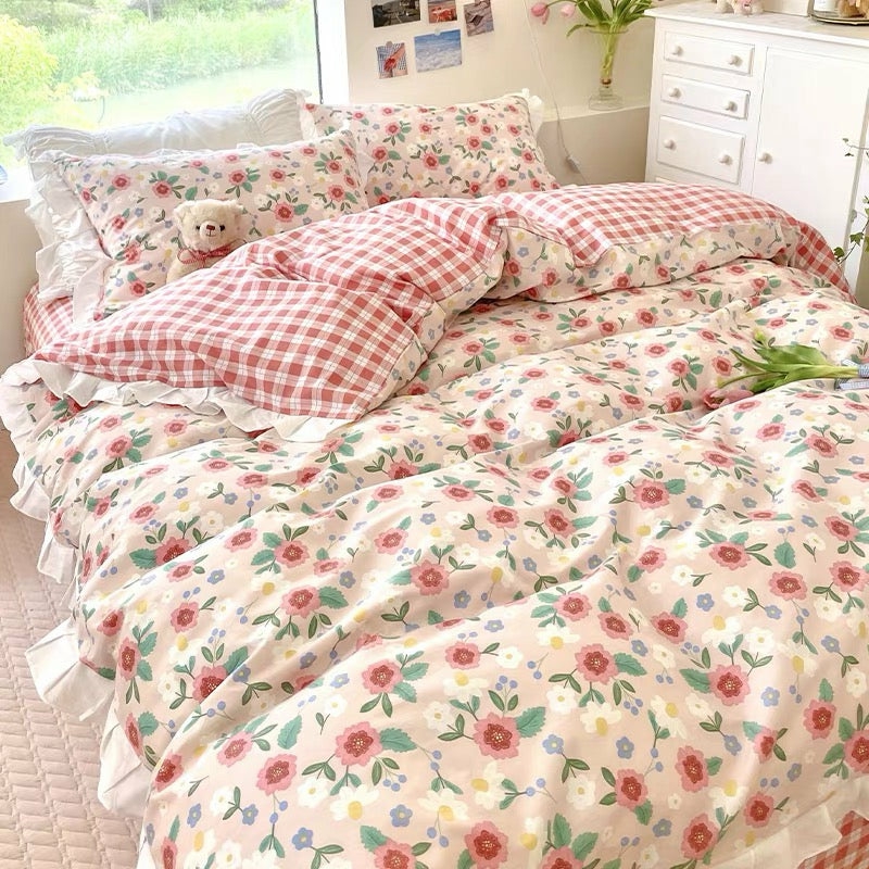 Houseware |  Flower Plaid Bedding Set Houseware Houseware