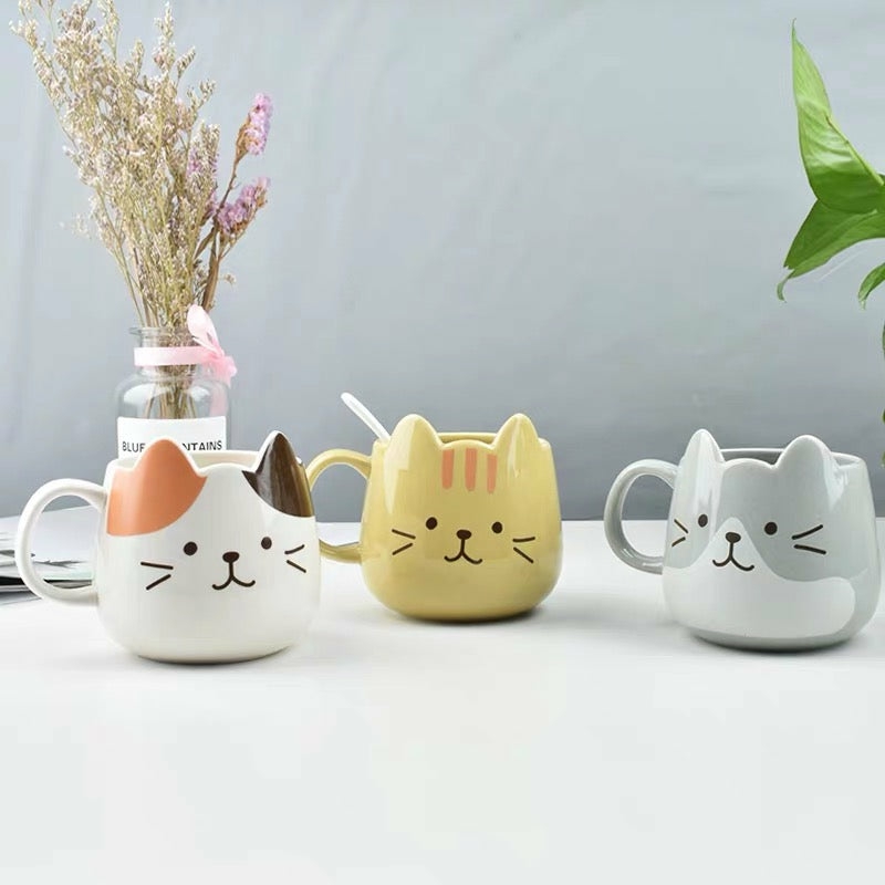 Houseware |  Kawaii Cat Mug Houseware Gray