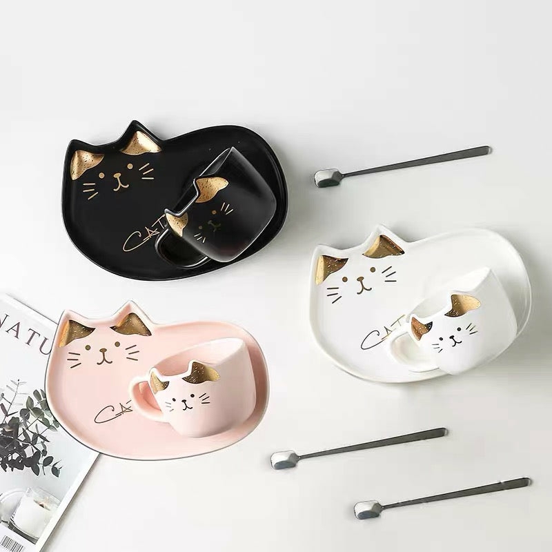 Houseware |  Kawaii Cat Mug Set Houseware Black