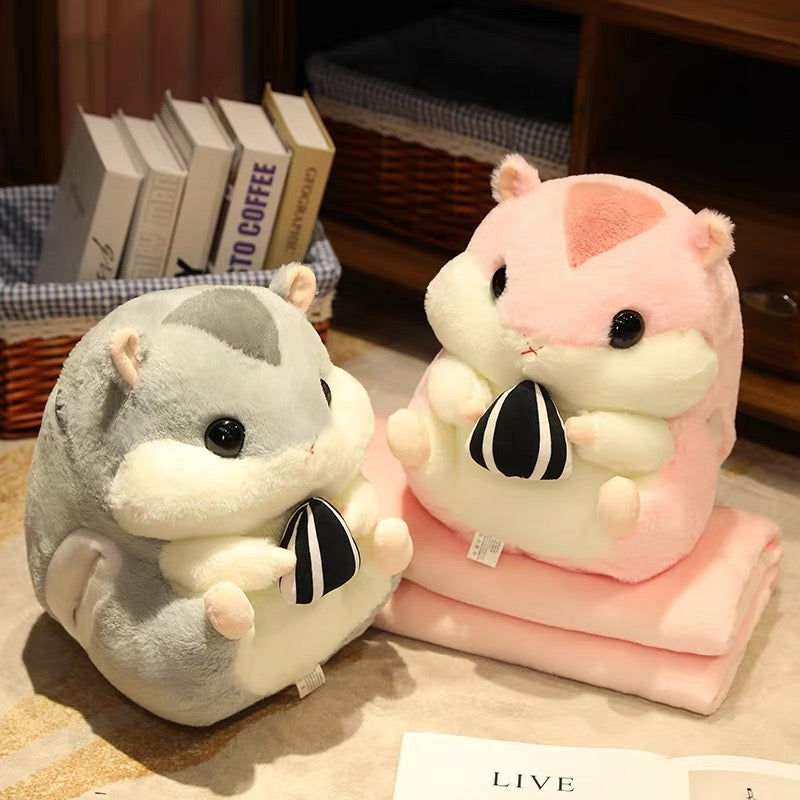 Houseware |  Kawaii Hamster Pillow & Blanket Houseware Brown