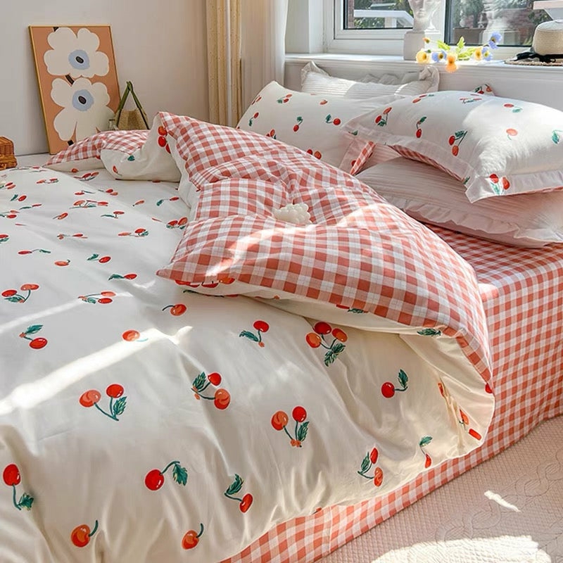 Houseware |  Plaid Cherry Bedding Set Houseware Houseware