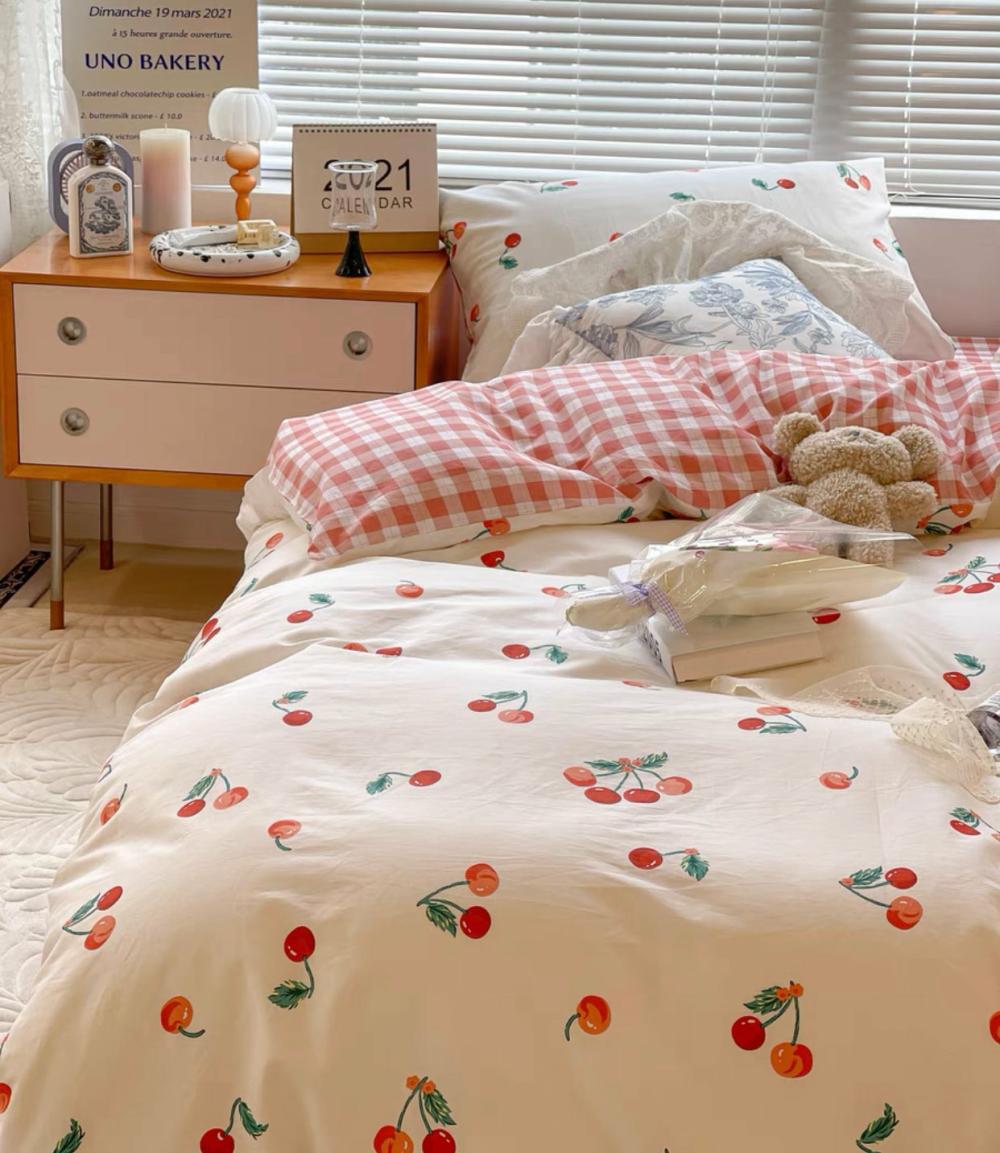 Houseware |  Sweet Plaid Cherry Bedding Set Houseware Houseware