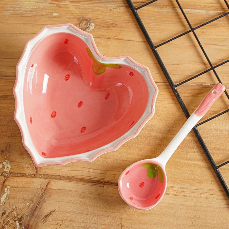 Houseware |  Sweet Strawberry Bowl And Spoon Houseware Houseware